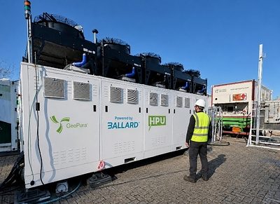 GeoPura HPU2 hydrogen power unit, a 500 kW containerized system built around Ballard fuel cell modules