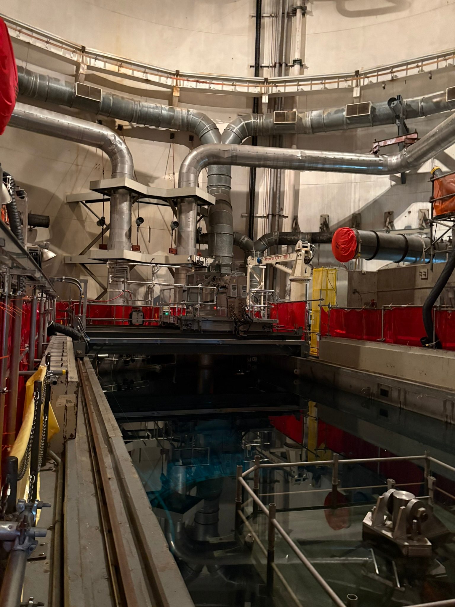 The flooded reactor cavity and fuel-handling machine inside the Palisades nuclear plant containment